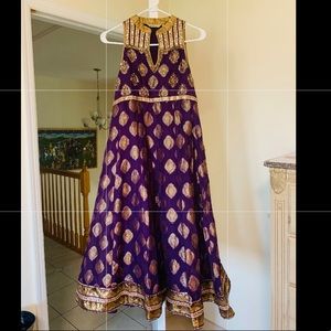 Purple Anarkali with Gold Embroidery